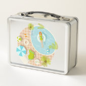 プールパーティー女子ビキニ夏ビーチ メタルランチボックス (裏面)