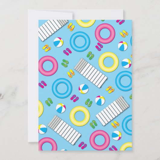 プールパーティー子供の誕生日サマー 招待状 (裏面)