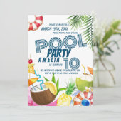 プールパーティー子供の誕生日パーティー 招待状 (スタンド正面)