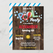 プールパーティー子供の誕生日招待状 セーブザデート (正面/裏面)