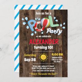 プールパーティー子供の誕生日招待状 セーブザデート