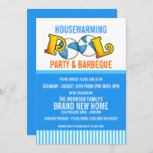 プールパーティー引っ越し祝いパーティーパーティの招待状 招待状 (正面/裏面)