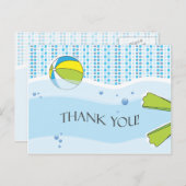 プールパーティー感謝のポストカード ポストカード (正面/裏面)