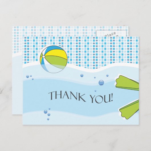 プールパーティー感謝のポストカード ポストカード (正面/裏面)