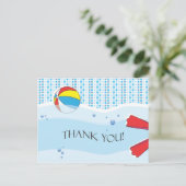 プールパーティー感謝はがき – 男の子 ポストカード (スタンド正面)