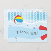 プールパーティー感謝はがき – 男の子 ポストカード (正面/裏面)