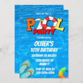 プールパーティー招待状 サマーParty 招待状 (正面/裏面)