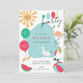 プールパーティー明るい誕生日パーティー 招待状 (スタンド正面)