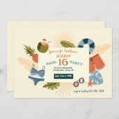 プールパーティー時間 招待状 (正面/裏面)