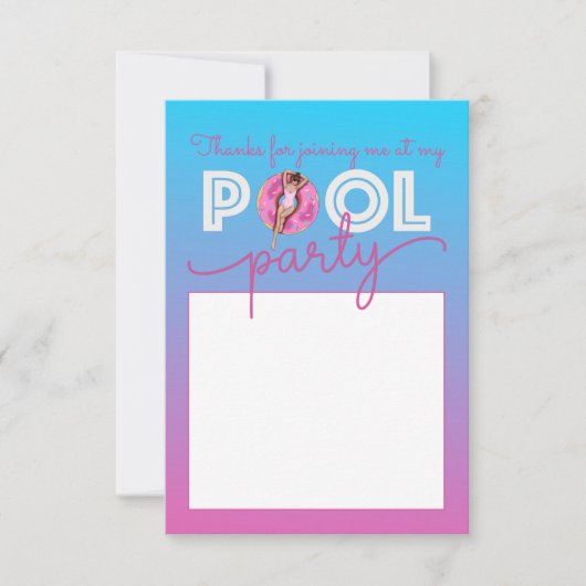 プールパーティー水カラーグラデーションドーナツ浮動小数点 サンキューカード (正面)