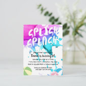 プールパーティー水彩スプラッシュ誕生日 招待状 (スタンド正面)