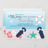 プールパーティー準備完了招待状 招待状 (正面/裏面)