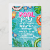 プールパーティー熱帯夏 招待状 (正面)