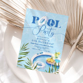 プールパーティー男女兼用誕生日 招待状
