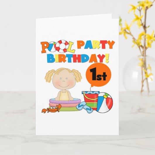 プールパーティー第1期Tシャツとギフト カード (黄色い花)