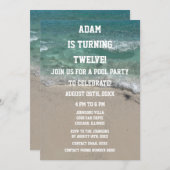 プールパーティー第12回第12回誕生日クールビーチ 招待状 (正面/裏面)