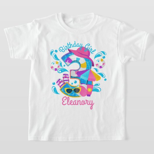 プールパーティー第3誕生日夏 Tシャツ (レイダウン)