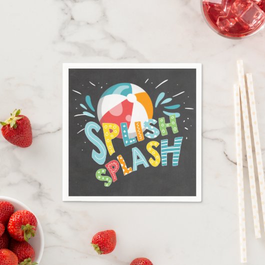 プールパーティー紙ナプキンス誕生日スプラッシュ スタンダードカクテルナプキン (インサイチュ)