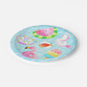 プールパーティー紙パーティーのプール誕生日プレート ペーパープレート (アングル)