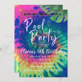 プールパーティー絞り染め招待状プール誕生日 招待状 (正面/裏面)