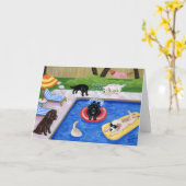 プールパーティー絵画ラブラドール カード (黄色い花)