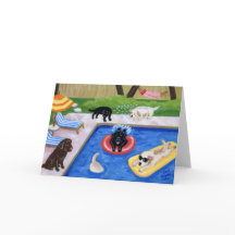 プールパーティー絵画ラブラドール