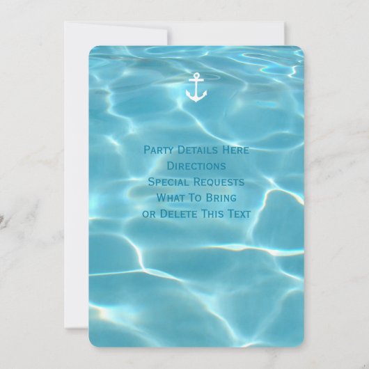 プールパーティー航海のサマーアクアオレンジアンドホワイト 招待状 (裏面)