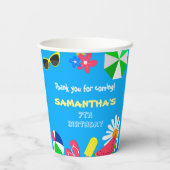 プールパーティー誕生日おもしろいブライトカラービーチ夏 紙コップ (裏面)