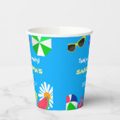 プールパーティー誕生日おもしろいブライトカラービーチ夏 紙コップ (左)