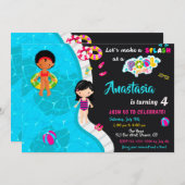 プールパーティー誕生日の招待ガールプール招待状 招待状 (正面/裏面)