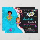 プールパーティー誕生日の招待ガールプール招待状 招待状 (正面/裏面)