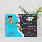 プールパーティー誕生日の招待ガールプール招待状 招待状 (スタンド正面)