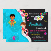 プールパーティー誕生日の招待ガールプール招待状 招待状 (正面/裏面)