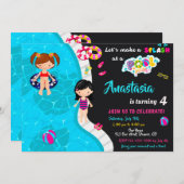 プールパーティー誕生日の招待ガールプール招待状 招待状 (正面/裏面)