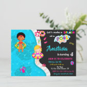 プールパーティー誕生日の招待ガールプール招待状 招待状 (スタンド正面)