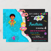 プールパーティー誕生日の招待ガールプール招待状 招待状 (正面/裏面)