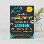 プールパーティー誕生日の招待ボーイプール招待状 招待状 (スタンド正面)