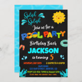 プールパーティー誕生日の招待ボーイプール招待状 招待状 (正面/裏面)