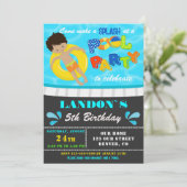 プールパーティー誕生日の招待ボーイプール招待状 招待状 (スタンド正面)