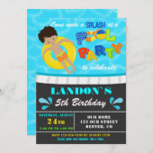 プールパーティー誕生日の招待ボーイプール招待状 招待状 (正面/裏面)