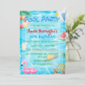 プールパーティー誕生日への招待、夏のパーティー 招待状 (スタンド正面)