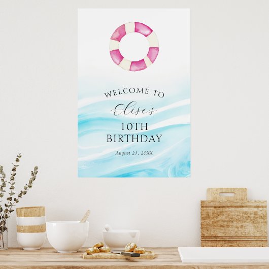 プールパーティー誕生日へようこそ ポスター (キッチン)
