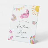 プールパーティー誕生日カスタム文字標識 台座サイン (正面)