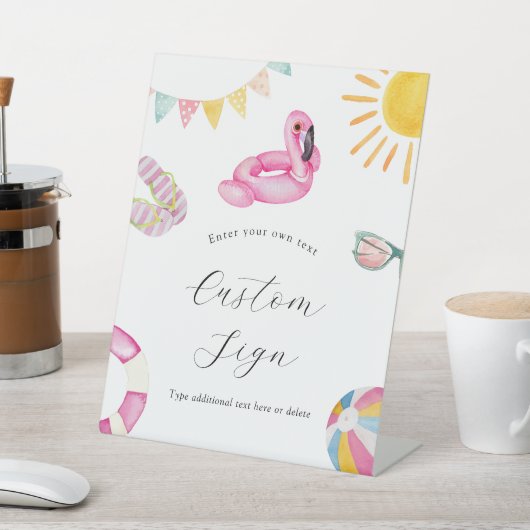 プールパーティー誕生日カスタム文字標識 台座サイン (インサイチュ)