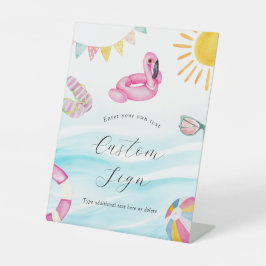 プールパーティー誕生日カスタム文字標識 台座サイン