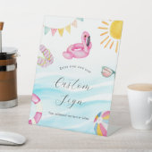 プールパーティー誕生日カスタム文字標識 台座サイン (インサイチュ)