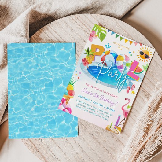 プールパーティー誕生日ガール誕生日プールパーティー 招待状