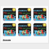 プールパーティー誕生日シール スクエアシール (シート)