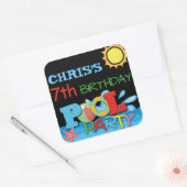 プールパーティー誕生日シール スクエアシール (封筒)