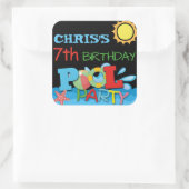 プールパーティー誕生日シール スクエアシール (バッグ)